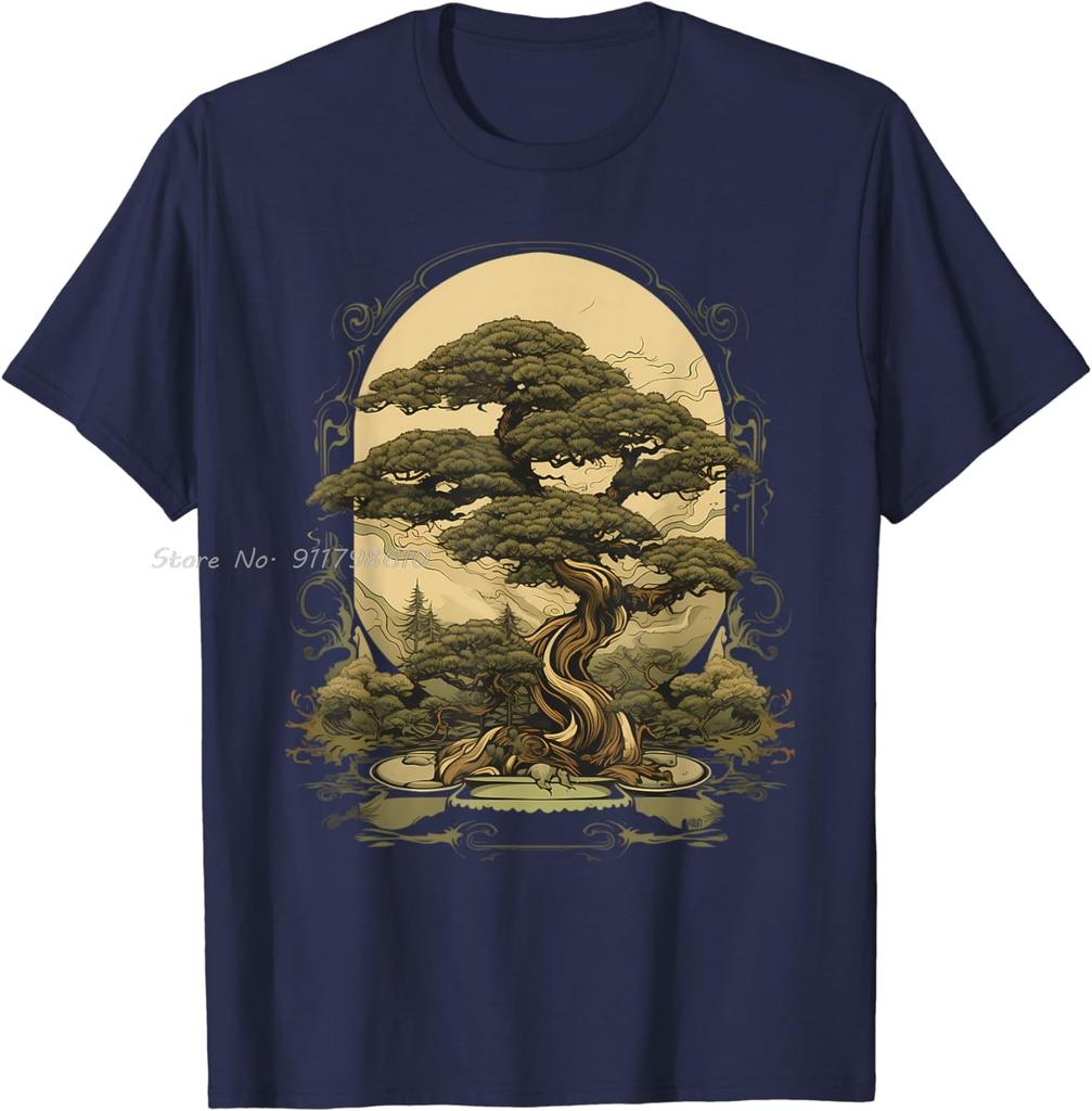 Summer Oversized T-shirt New Horticultural Art Bonsai Cotton Tshirt Trend Unisex Tops Tees Men's Clothing Hip Hop Streetwear