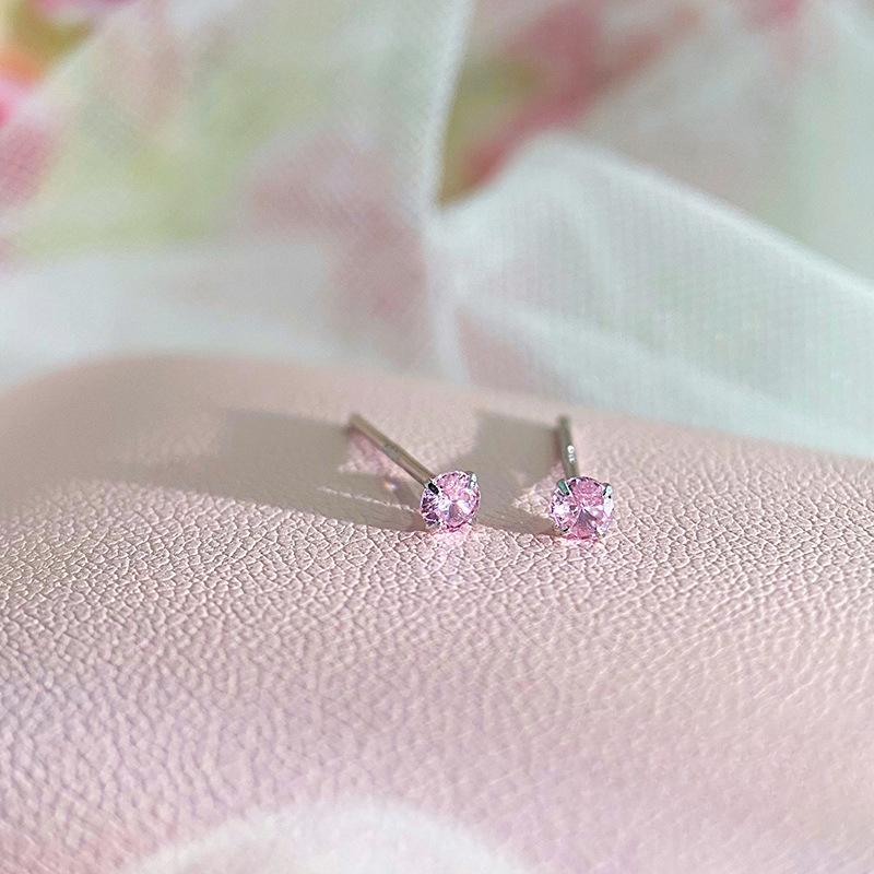 

Милые розовые бриллиантовые серьги для женщин, мини-маленькие милые пирсинги ушей, повседневные студенческие аксессуары для ушей