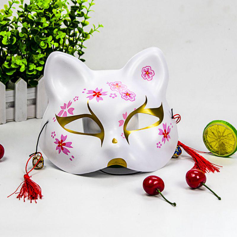 Unisex kreativní netoxický cosplay ručně malovaný ochranný halloweenský maska ​​s liškou se střapci a zvonkem