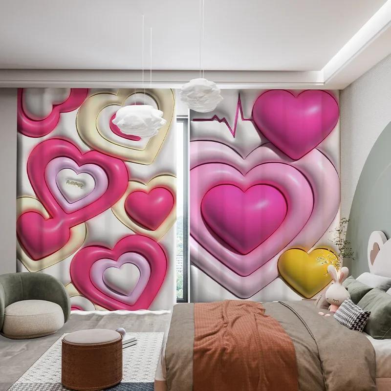 Cartoon Rabbit Clouds High Shading Curtain Fresh Ins 3D Children's Room Bedroom Bay Window Opening Living Room Blackout Curtains featuring Hook4