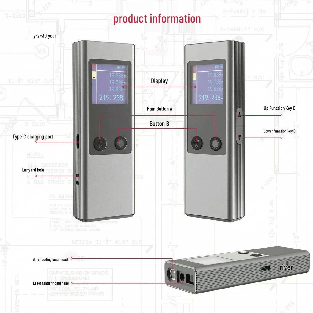Industrieller 40m Wasserdichter Handheld-Hochpräzisions-Laserentfernungsmesser und Infrarot-Maßband