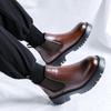 Inner Height Increasing Brock Chelsea Boots Men'S High Top Leather Shoes Gouging British Martin Boots 2113-R