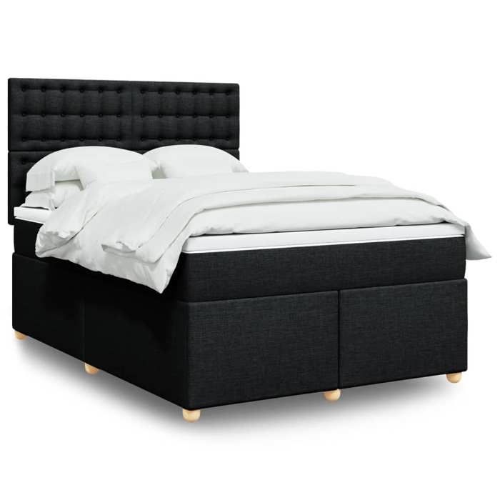 VidaXL Sommier à lattes de lit avec matelas Noir 140x190 cm Tissu 3291291