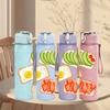 1PC Toast Egg Breakfast Print 750ml Color Plastic Sports Water Bottle Leakproof Flip Straw Lid Suitable for Sports Office Home Use