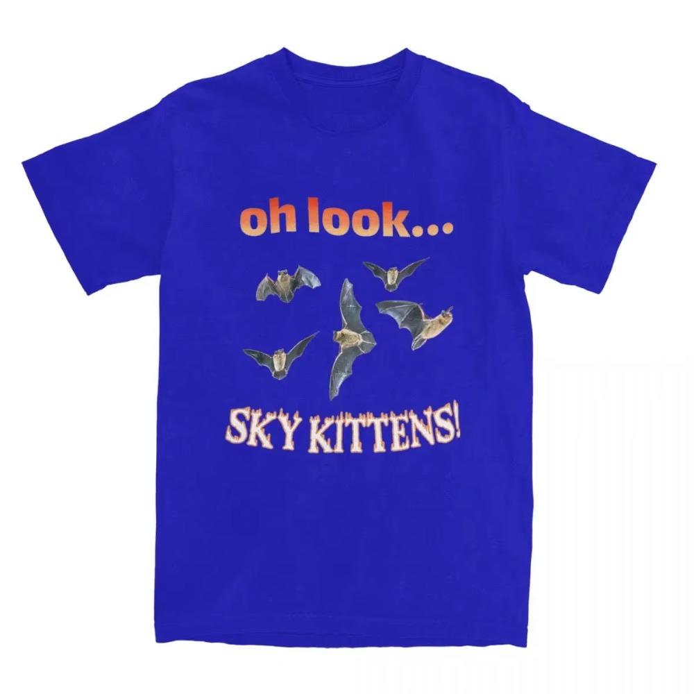 

Удивительные Небесные Котята Забавная Футболка с Мемом Летучей Мыши для Мужчин Женщин Любителей Летучих Мышей Футболка Взрослая Одежда XXXXXL синий