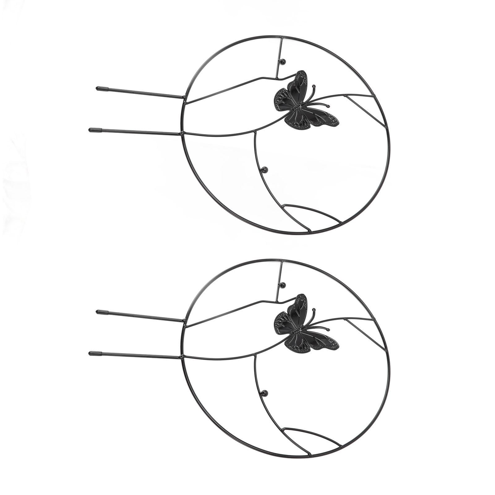 

2PCS Flower Plant Support Stand Iron Climbing Frame for Home Garden Round Ring Design Black чорний