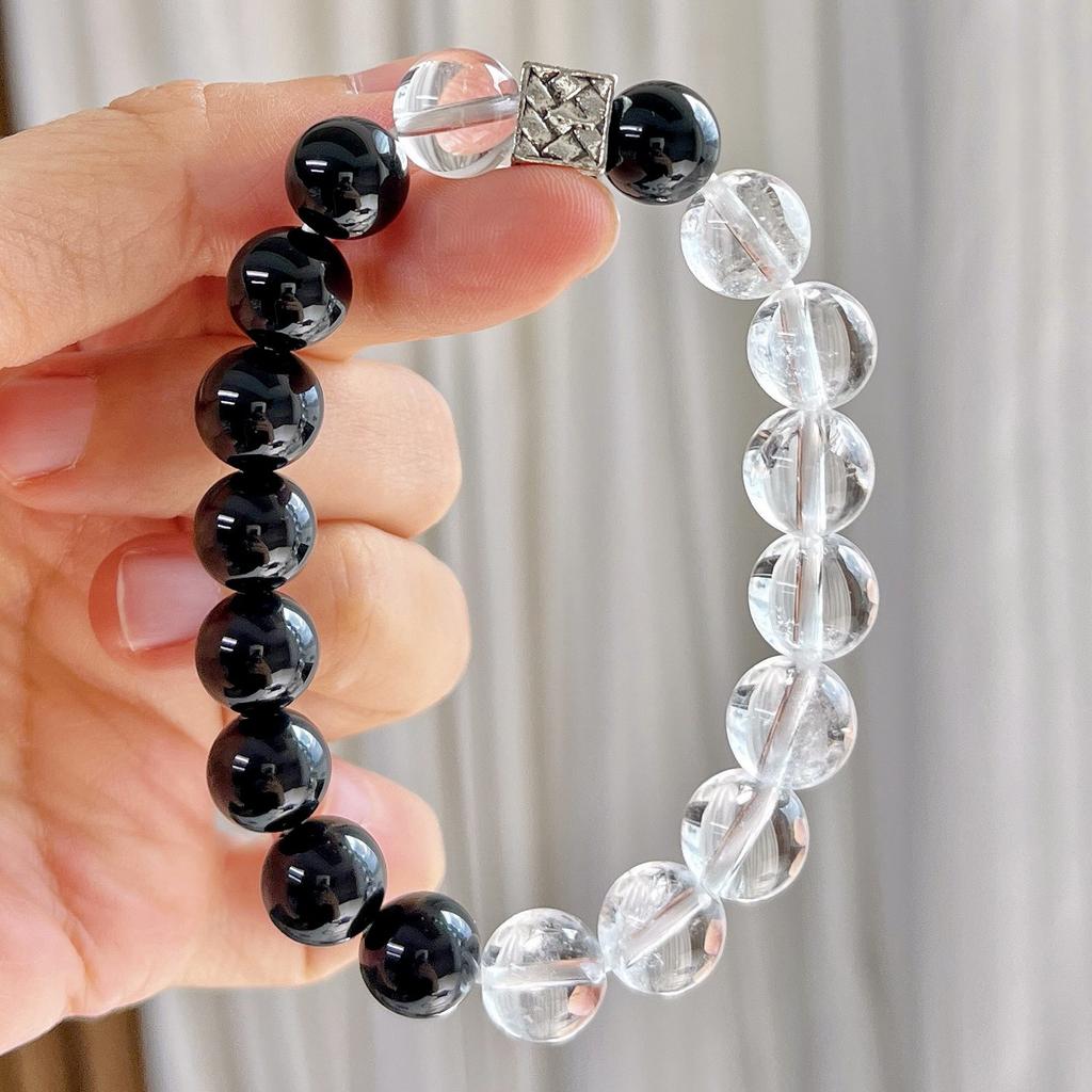 Natural White Crystal Black Agate Design Sense Basic Commuter Bracelet Bracelet