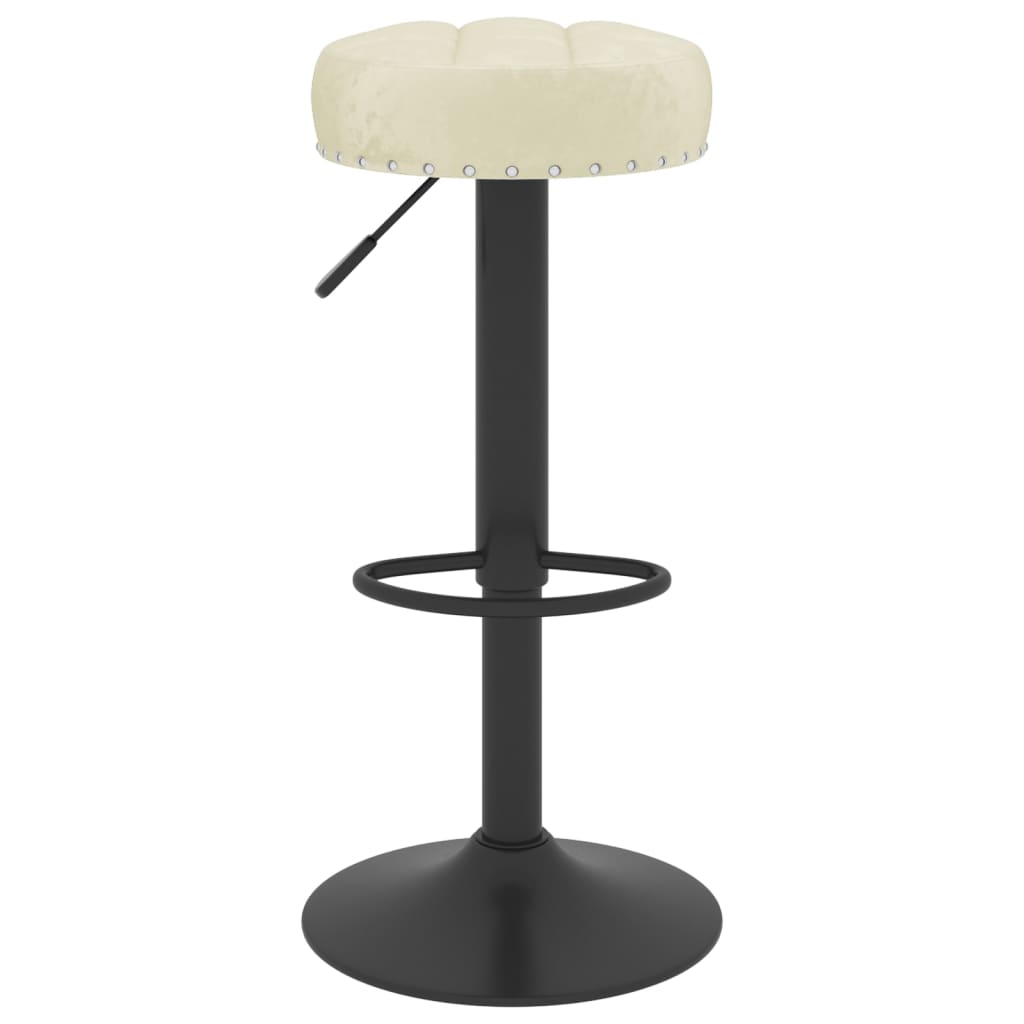 Bar Stool Set of 2 Cream Velvet