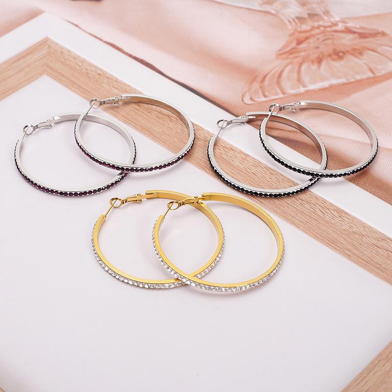 Customized fashionable round exaggerated diamond-set large earrings, earrings, light luxury high-end studs, European and American earrings.