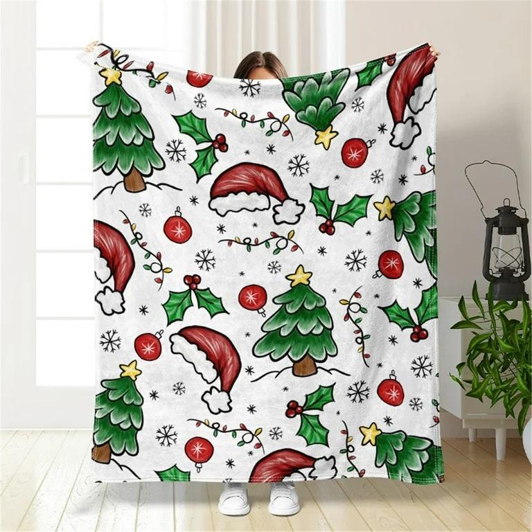 Santa Claus Blanket Christmas Theme Throw Blanket for Girls Boys Gift Super Soft Cozy Flannel Fuzzy Blanket for Couch Sofa Bed