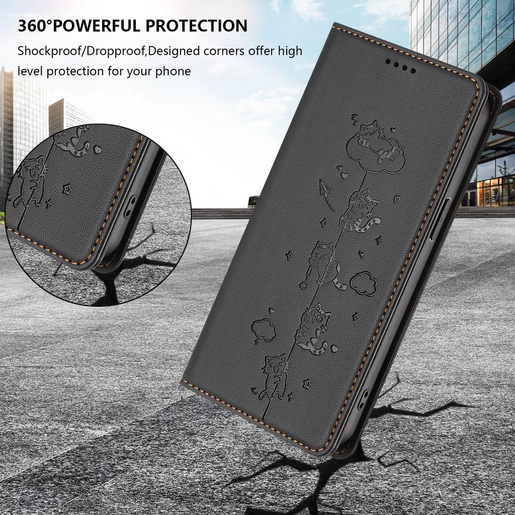 For Samsung Galaxy A56 5G / A36 5G Case RFID Blocking Wallet Stand Imprinted Cat Pattern Leather Phone Cover