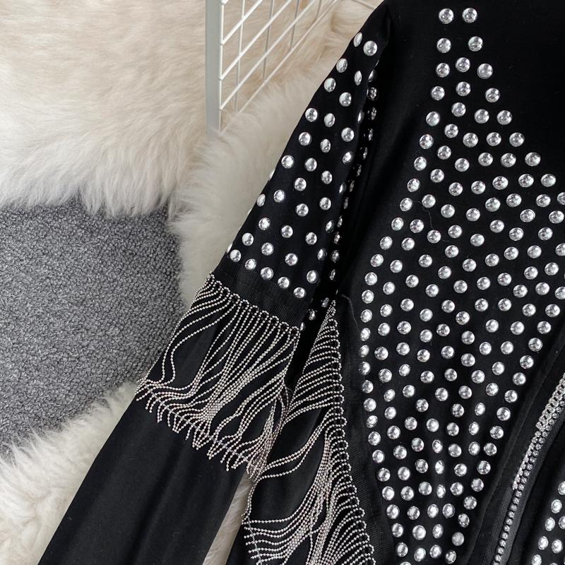 RUGOD Autumn Loose All-match Bronzing Tassel Cardigan Coat Women's Foreign Style Stand Collar Slim Short Top