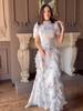Women's 2025 Spring Retro Elegant Short Sleeve Waist-Cinching Long Dress