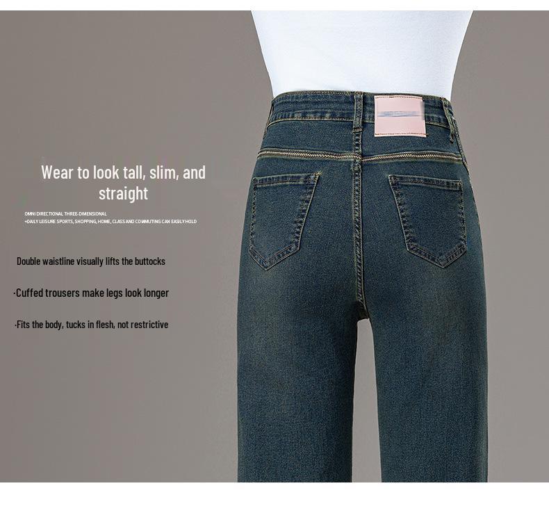 Women's Elastic Straight Leg Jeans - Petite, Plus Size, Loose Fit for Spring & Autumn