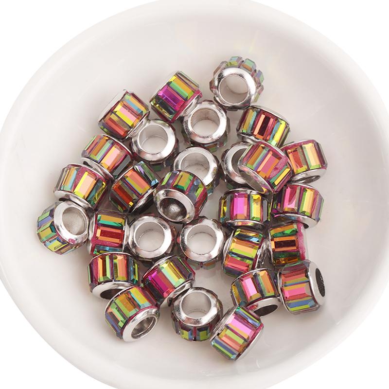 20pcs Resin Beads Diamond Shape Big Hole Round Loose Spacer Beads For DIY Jewelry Making Bracelets Necklace Earrings Accessories