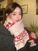 New Women'S Beige Heart Bow Knit Scarf Winter Warm Soft Valentine'S Day Fashion Korean Wrap Scarves For Ladies Male Sweet Casual