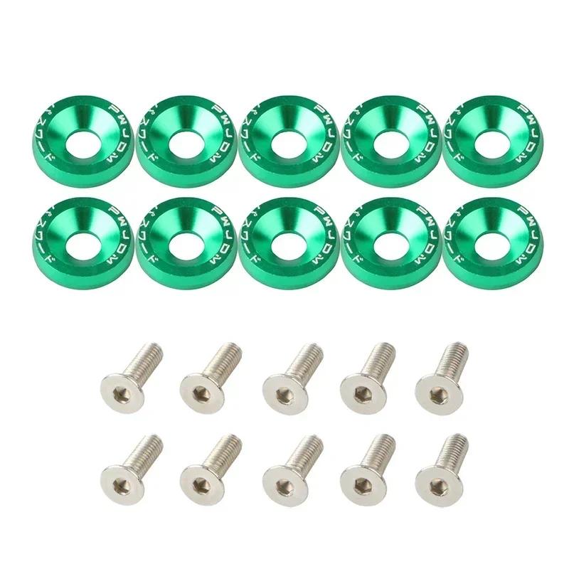 10Pcs M6 Car Modified Fasteners Fender Washer JDM Screw Gasket  Aluminum Mudguard Bumper Engine Concave Screws Car Accessories