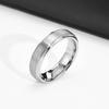 Rockyu Simple Silver Size 5mm Tungsten Ring with Matte Super Hard Men's Ring, 23, Texture,