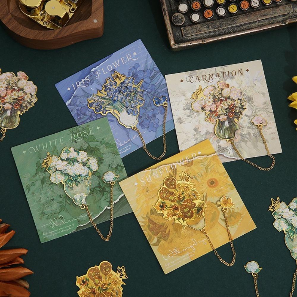 Reading Stationery Reading Book Clip Metal Bookmark Creative Flower Bouquet Bookmark Gift