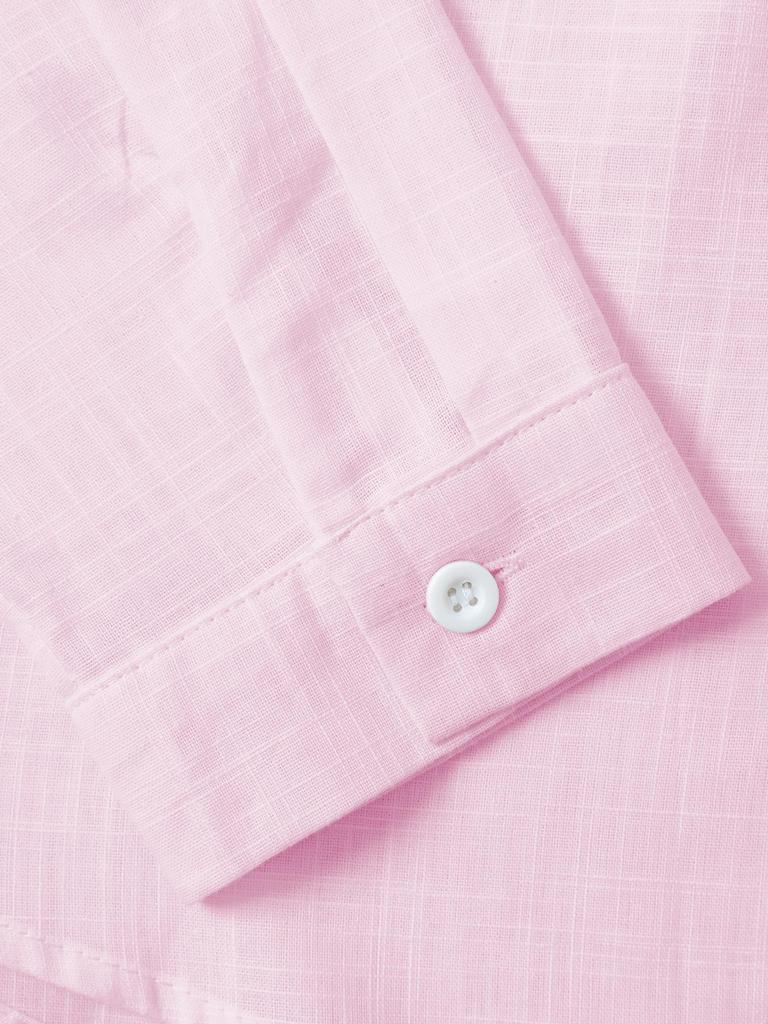 Solid Color Pleated Long-sleeve Women's Bamboo Cotton Lapel Top