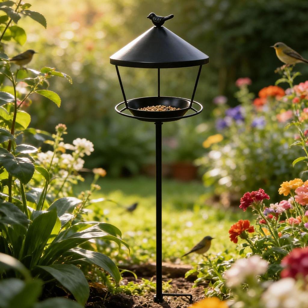 Standing Bird Feeder Anti-Waste Spill Guard Wild Feeding Station Standing Bird Feeder Tray for Garden Patio Courtyard Yard Lawn