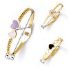 Titanium Steel Heart Bracelet Romantic Aesthetic Gold Color Rhinestones Geometry Romantic Hand Jewellery Party Gift