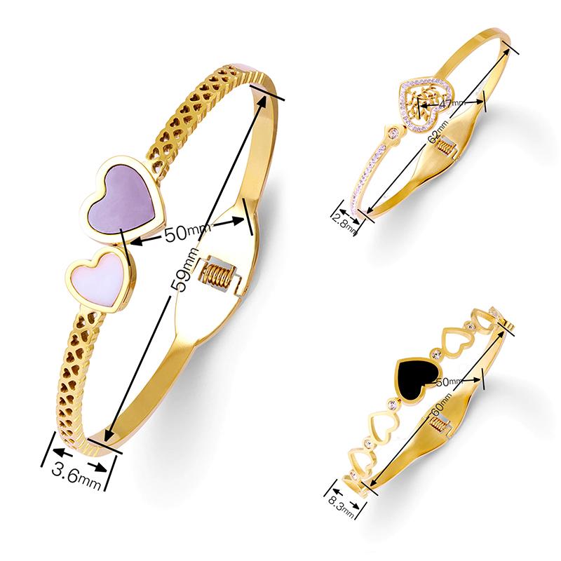 Titanium Steel Heart Bracelet Romantic Aesthetic Gold Color Rhinestones Geometry Romantic Hand Jewellery Party Gift