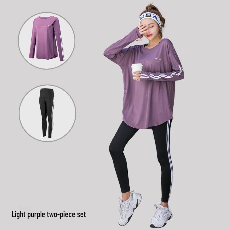 Women's Plus Size Quick-Dry Yoga & Fitness Set - Autumn/Winter Long Sleeve, Loose Fit