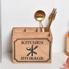 Rectangle Wood Napkin Holder Functional Wood Utensils Holder for Home Office Supplies and Kitchen Accessories Storage