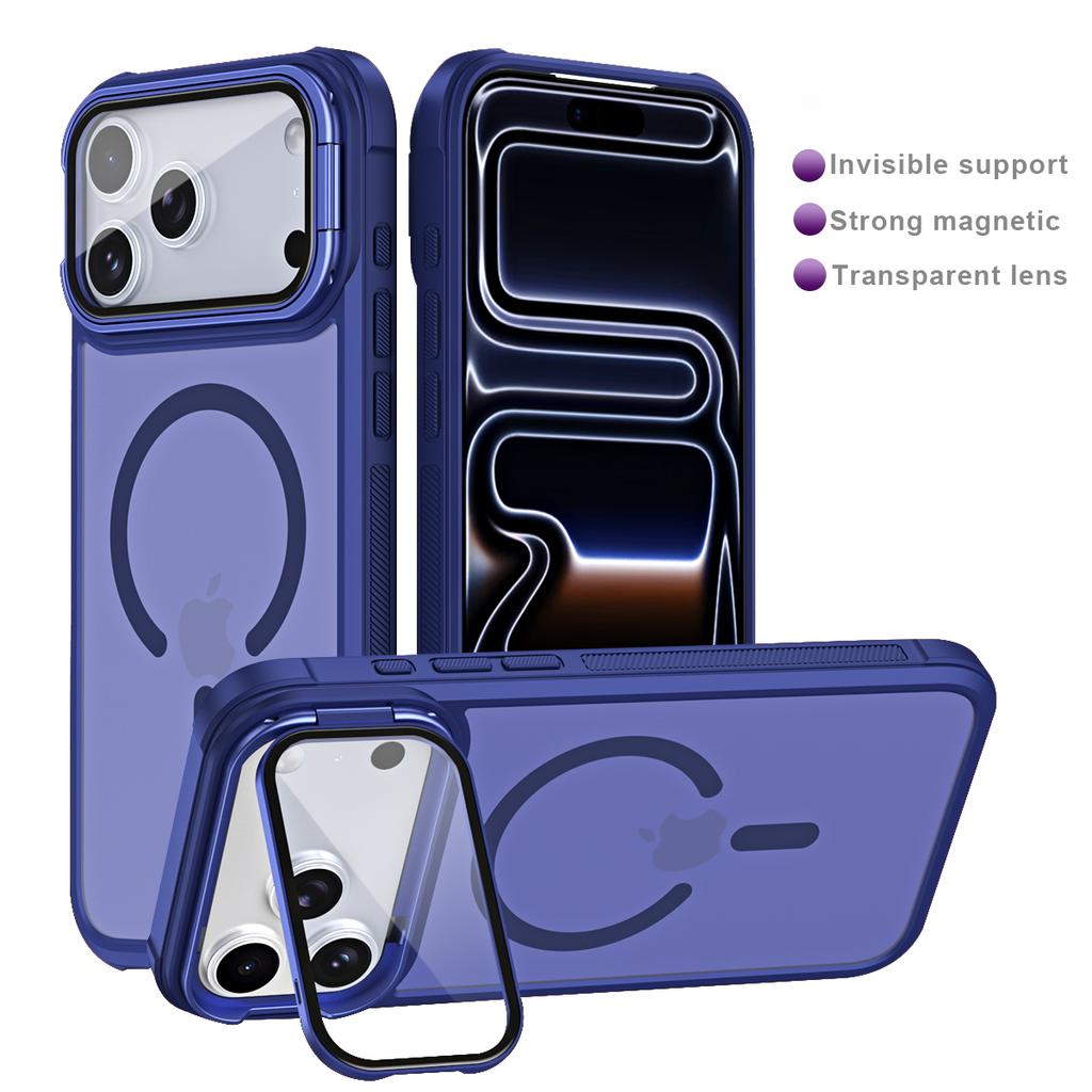 Skin Feel Strong Magnetic Acrylic Stand Phone case For iPhone 17 Pro Max 16 Plus 15 14 13 12 11 Shockproof For MagSafe Cover
