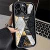 Phone Case for iPhone 17 Air 16E 15 16 Pro Max Geometric Marble Pattern Cover 14 Plus 13 12 Mini Soft Shell Silicone Fundas