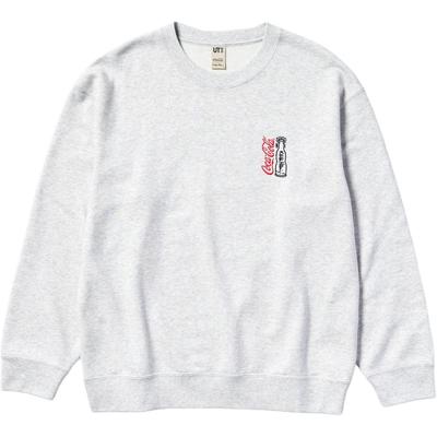 Uniqlo X Keith Haring X Coca-Cola Samenwerking Herfst/Winter 2024 Coca-Cola Fles Patroon Geborduurd Print Ronde Hals Sweatshirt Unisex sweatshirt Grijs 477982-03