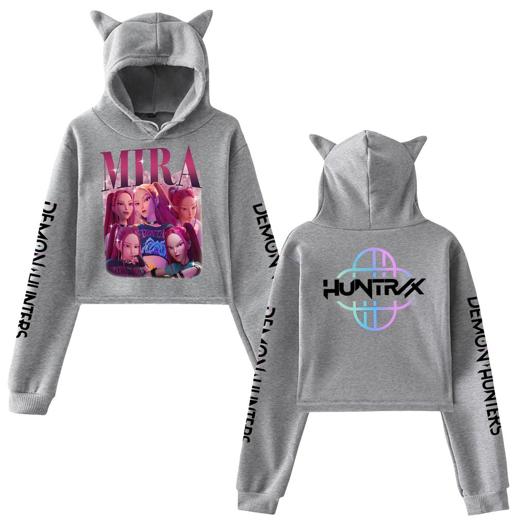 Fashion Kpop Demon Hunters Hoodie Huntrix Cat Ear Hooded Pullover Rumi Mira Zoey Pattern Cosplay Costume Student Autumn Tops