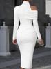 2026 European and American Solid Color Off-Shoulder Slim Fit Slit Dress for Women