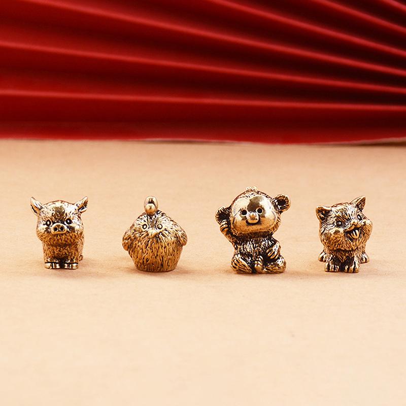 Brass Zodiac Figurines Zodiac Horse Desk Ornament Animals Statue Collectible Car Interior Desk & Home Decor Perfect Gift