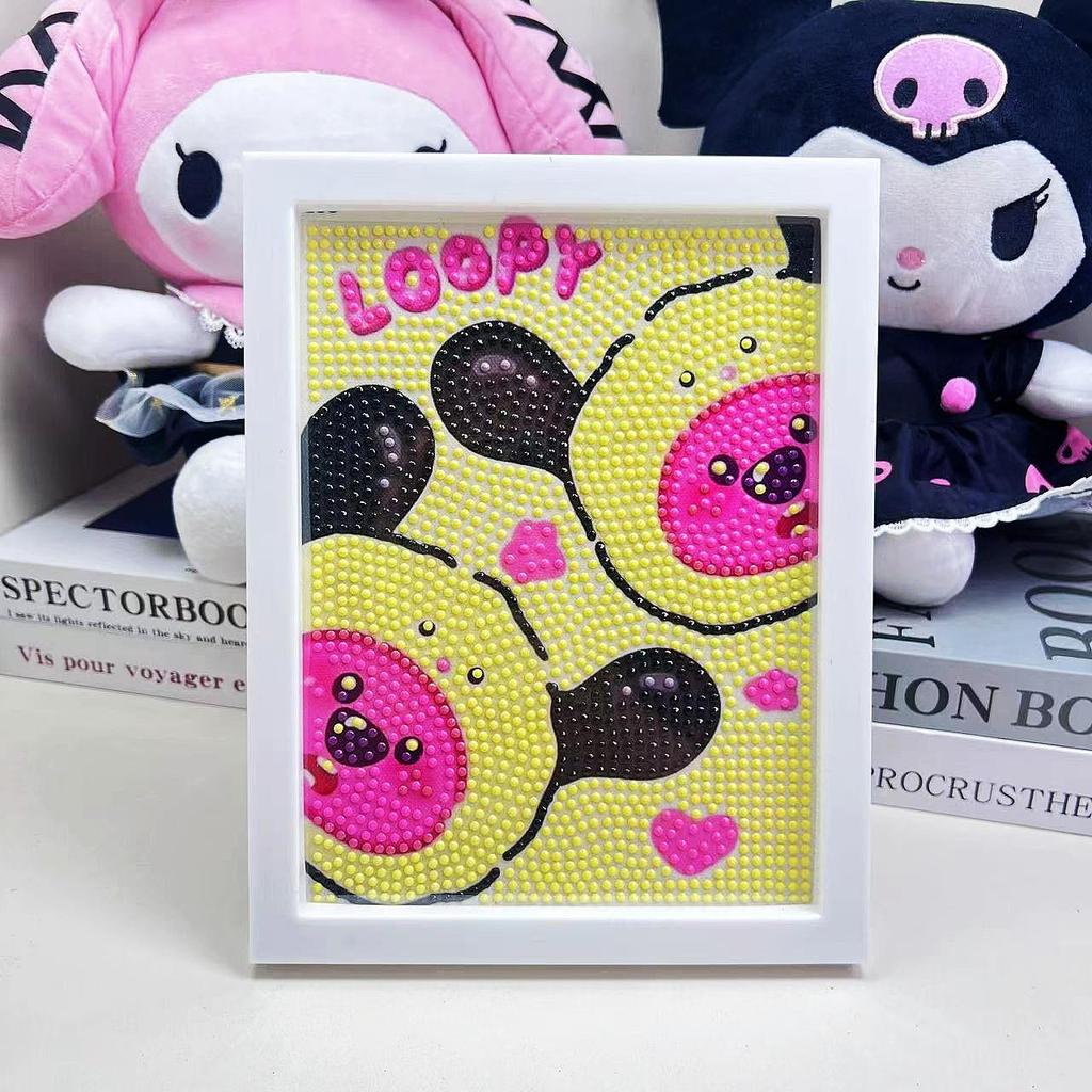 Cartoon Diamond Painting Children's Handmade Diy Diamond Stickers Bedroom Living Room Decorative Painting Masonry Painting with Photo Frame.