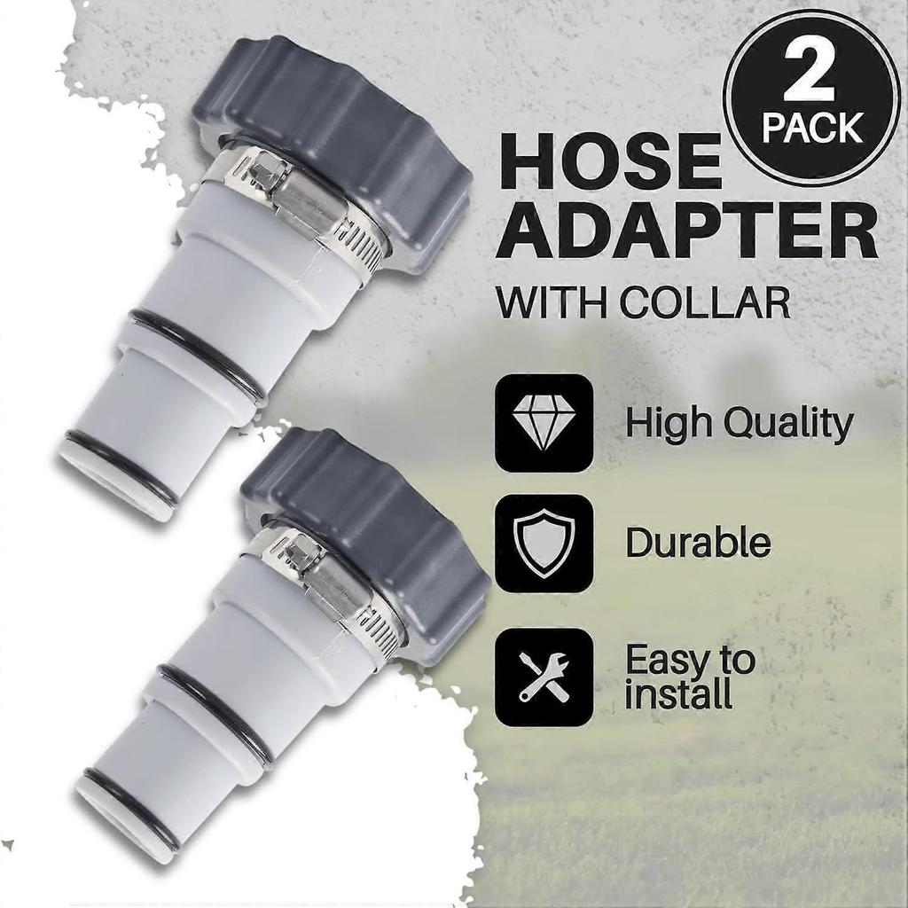 (2-Pack Replacement Threaded to Clamp Style Hose Adapter for Intex Pool Sets with 1.5 and 1.25-Inch Hose - Fits Filter Pumps, Chlorine Generators, Sal