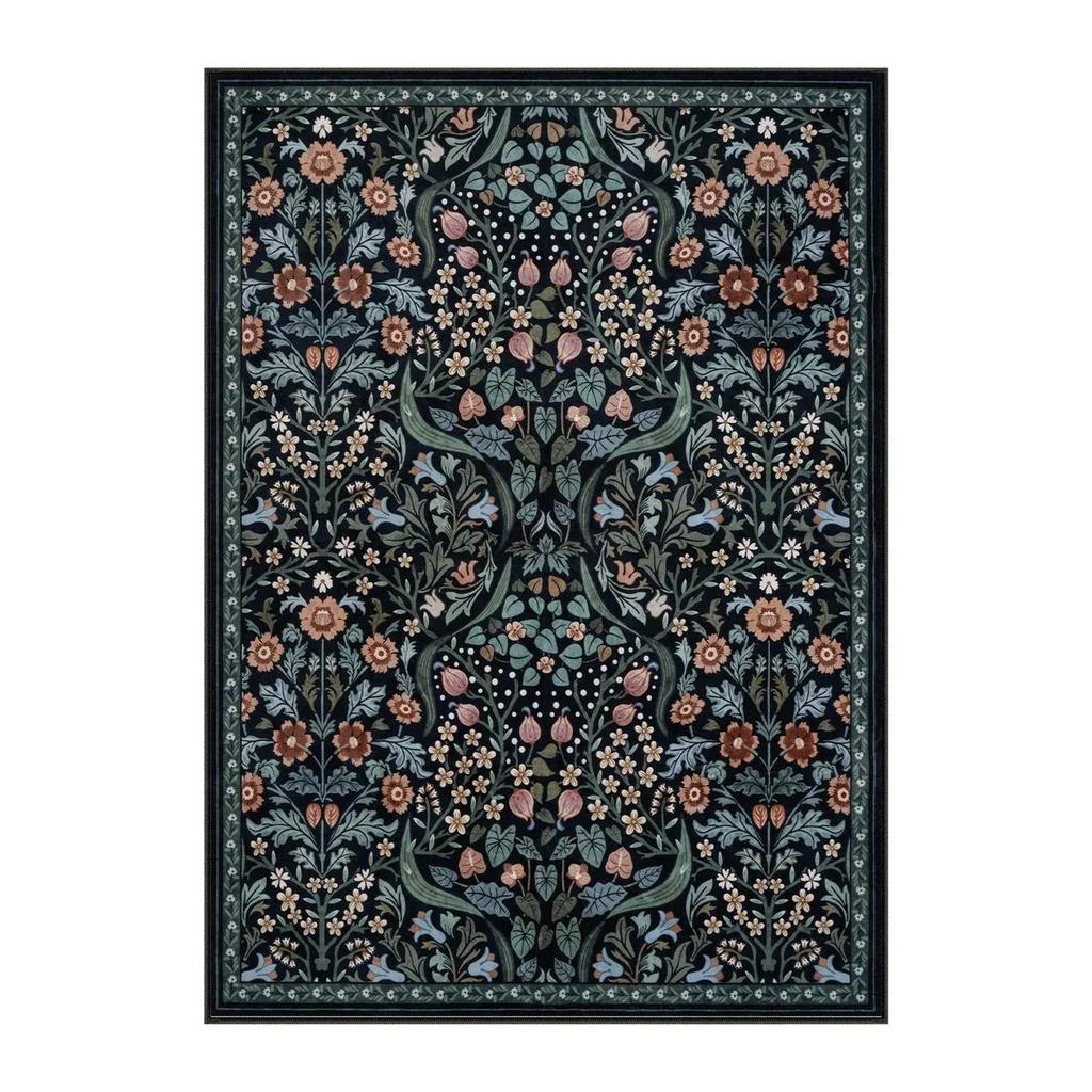Bohemian Floral Rug Vibrant Blossom Floral Living Room Area Rug Minimalist Bedroom Decorative Rug Washable Rug