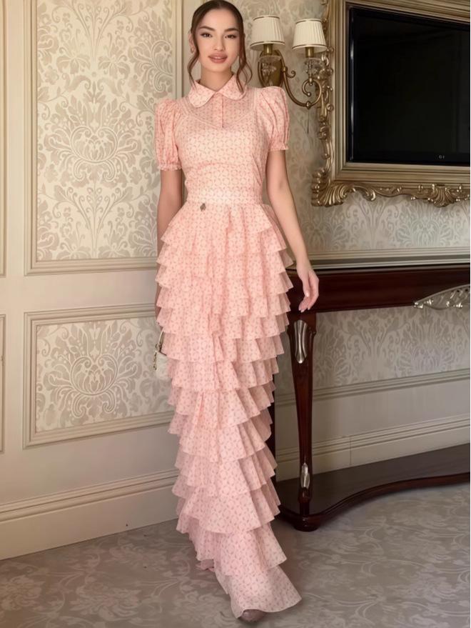 2025 Summer Pink French-Style Slimming Long Dress
