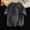 Oversized Acid Washed Y2K T Shirt Men Vintage T-shirts Streetwear Mineral Wash Tee Shirts Boy Loose Tops
