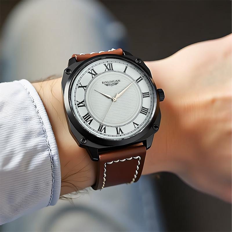 JYL Men's Watch Casual Waterproof Fashion Leather Strap