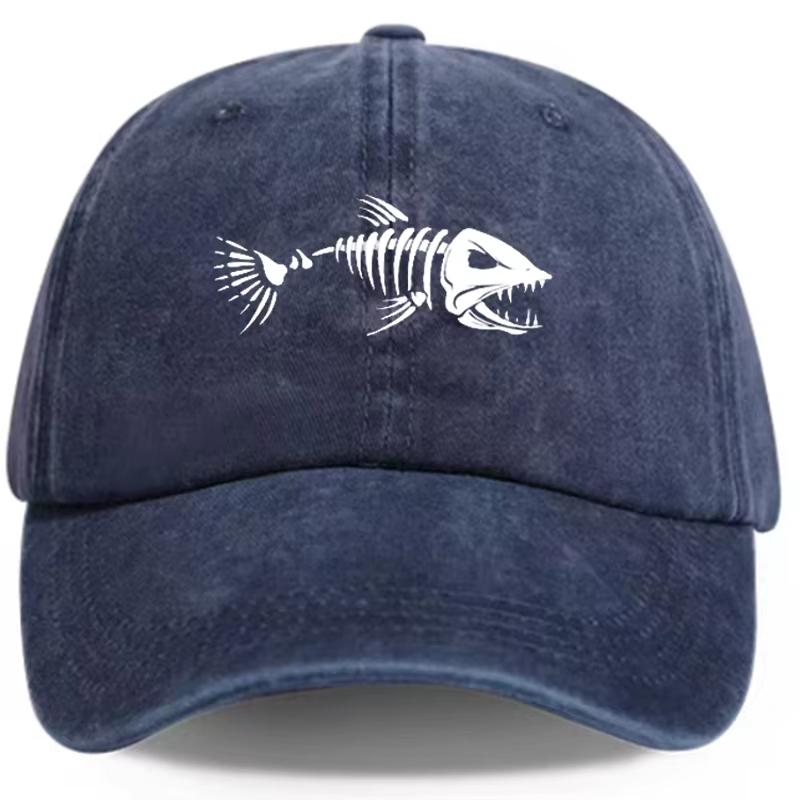 Fishbone Baseball Cap Summer Distressed Dad Hats Unisex Outdoor Fishing Skeleton Fish Bone Caps MZ-496 Fishbone Baseball Cap Summer