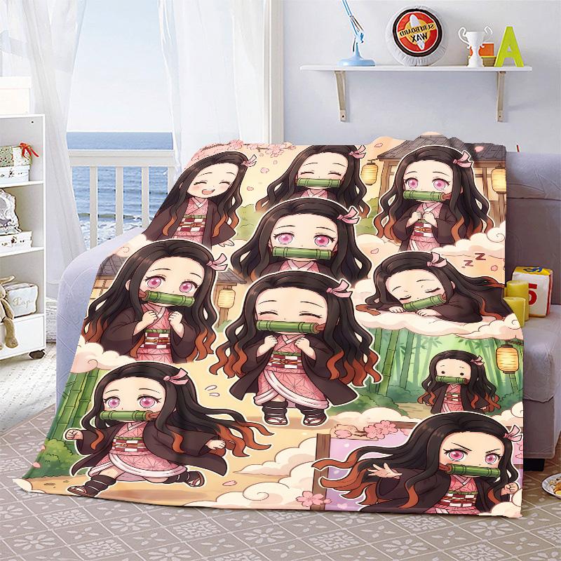 Nezuko Kamado Flannel Blanket Throw Soft Warm Lightweight Cozy Blanket for Sofa Bed Home Decor -QJY