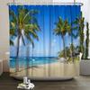 Summer Seaside Shower Curtains Ocean Beach View Coconut Trees Bath Curtain Polyester Fabric Bathroom Restroom Decor With Hooks