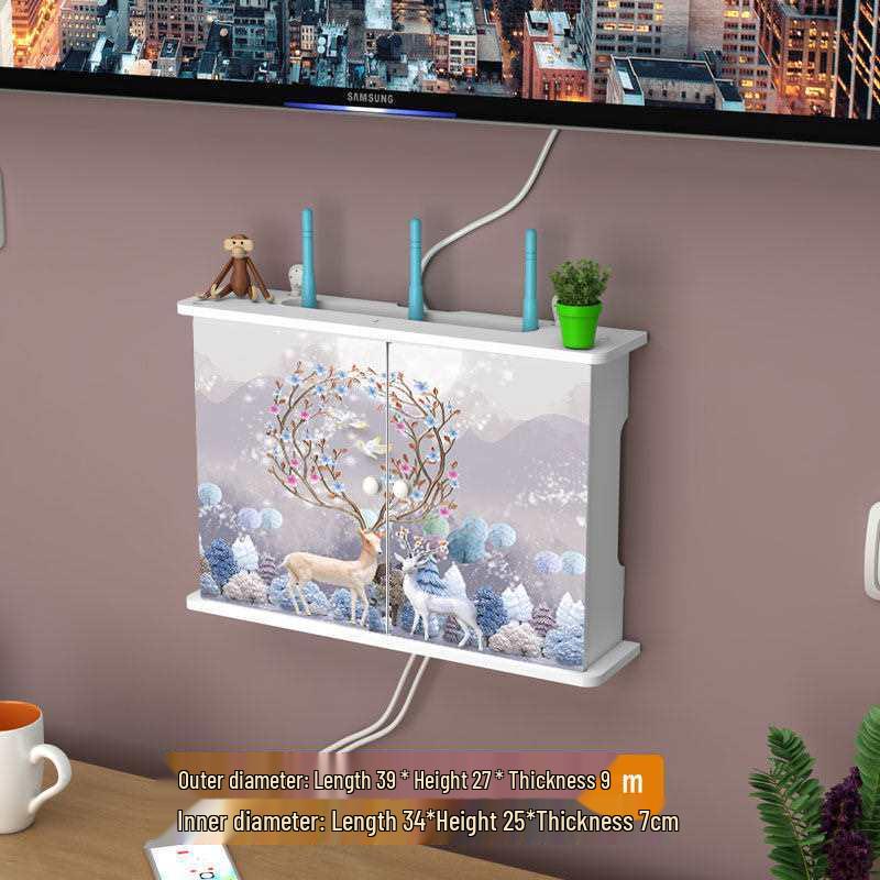 Wall-Mounted No-Drill WiFi Router and TV Set-Top Box Shelf for Living Room/Bedroom