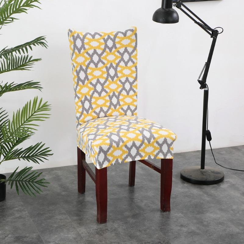Printed Chair Cover Elastic Kitchen Seat Cover Stretch Chair Covers for Dining Room Wedding Hotel Banquet Washable