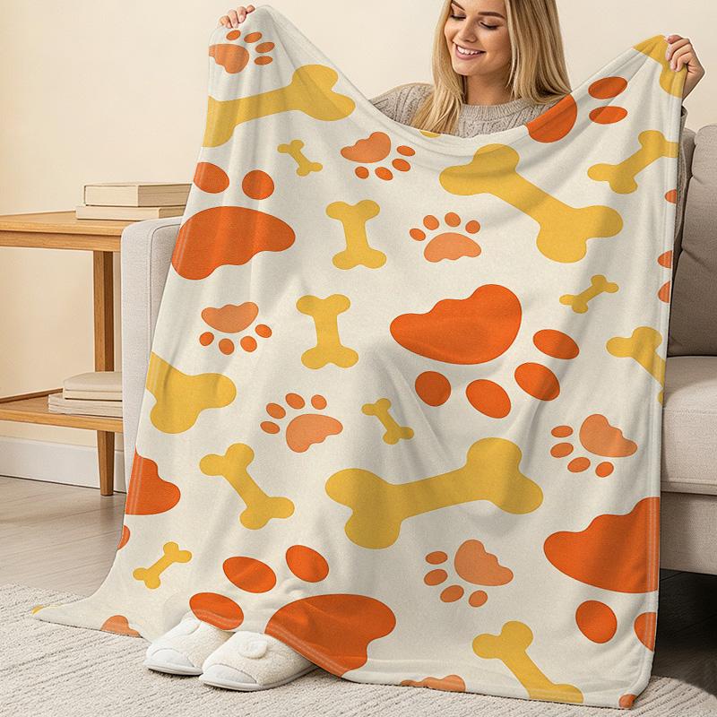 Pet-Themed Soft Flannel Fleece Throw Blanket – Non-Pilling, Warm & Cozy, All-Season, Ideal for Home, Halloween & Christmas