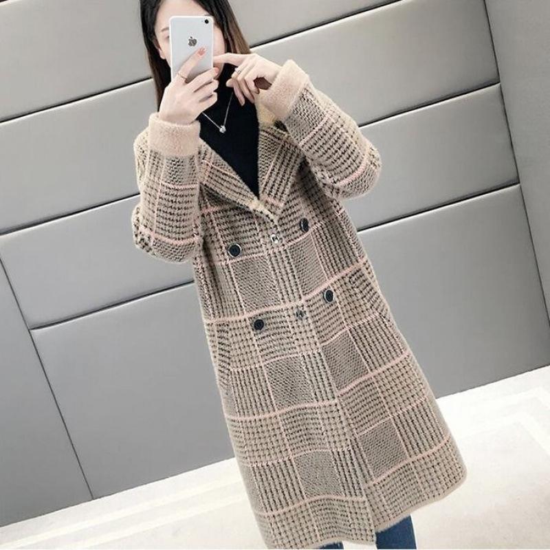 Nouveau Cardigan Tricoté Mi-Long Ample Épais pour Femme Automne/Hiver: Manteau pull grande taille pour mère