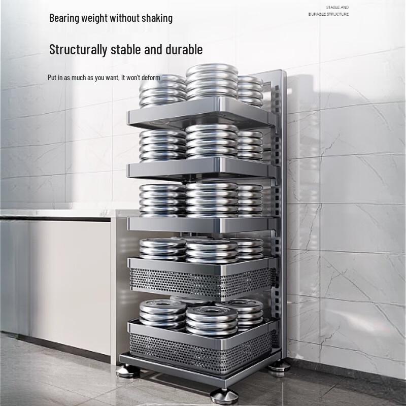 Multi-Layer Carbon Steel Kitchen Storage Rack with Baskets