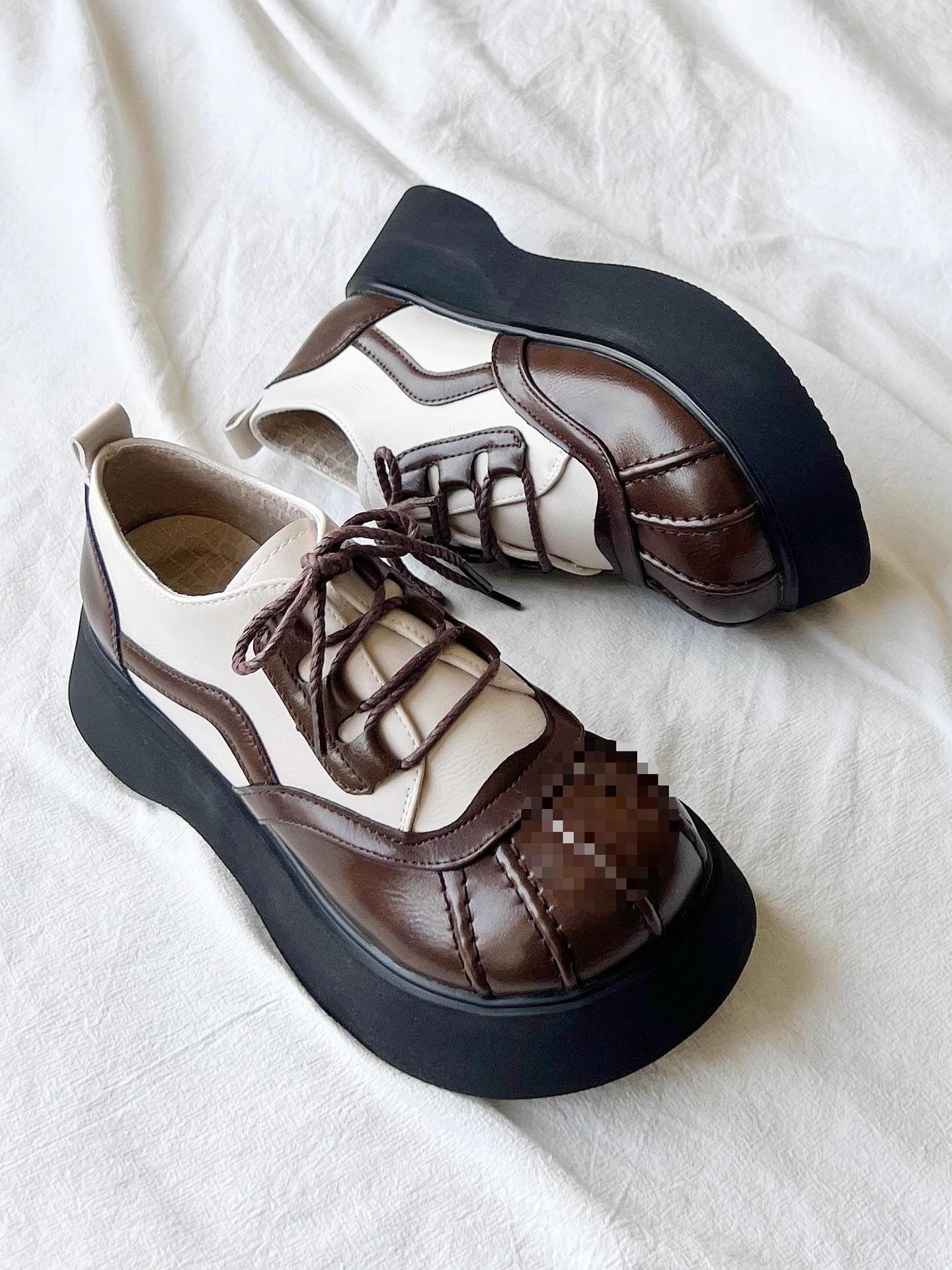 

Female Mary Jane small leather shoes single shoes retro color matching British style new muffin versatile autumn platform shell head fashion 40